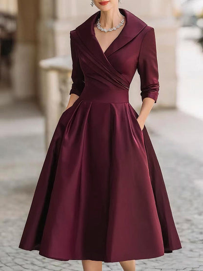 Aroa | Vestido midi cruzado elegante para mujer con escote en V