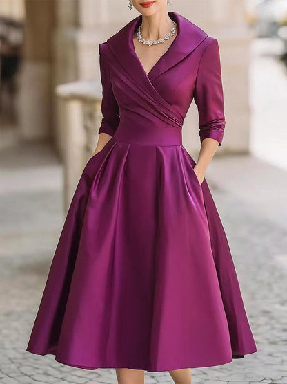 Aroa | Vestido midi cruzado elegante para mujer con escote en V