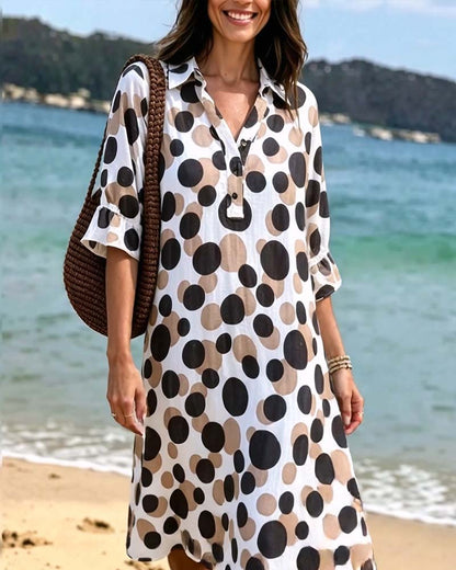 Vestido para mujer con estampado de lunares y mangas con volantes