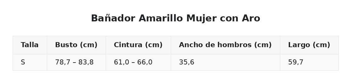 Bañador Amarillo Mujer con Aro — guía de tallas