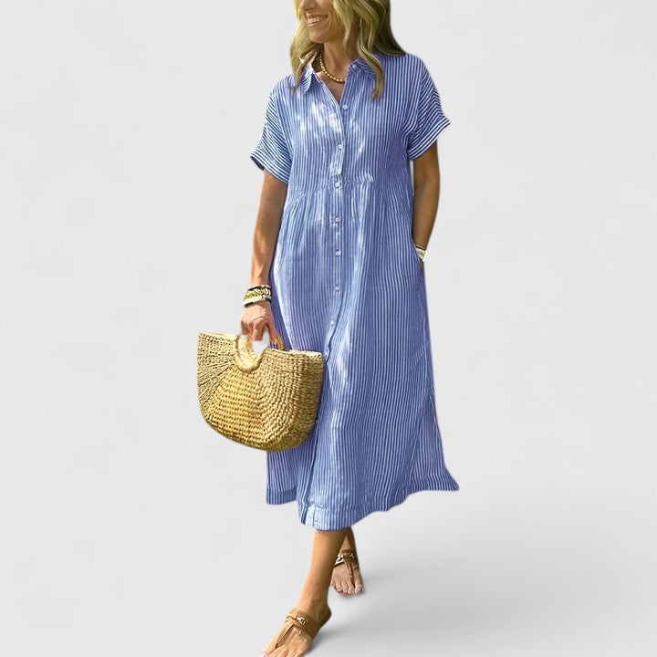 Vestido Camisero Mujer Rayas – Estilo Casual Cómodo y Elegante