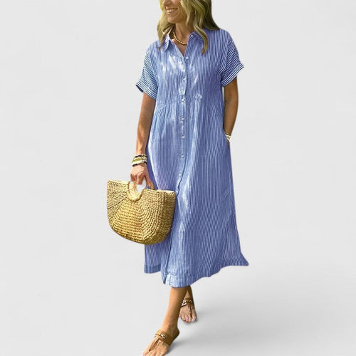 Vestido Camisero Mujer Rayas – Estilo Casual Cómodo y Elegante