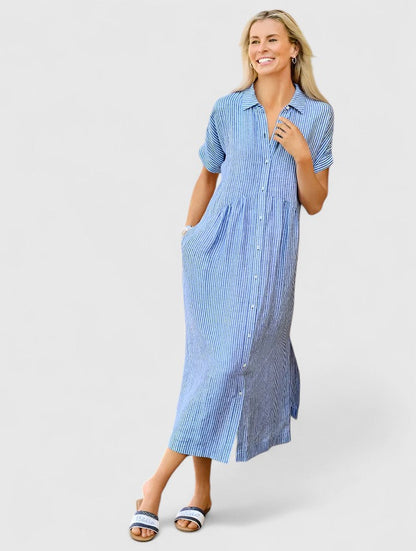 Vestido Camisero Mujer Rayas – Estilo Casual Cómodo y Elegante