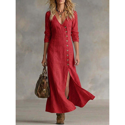 Vestido mujer vintage elegante con botones