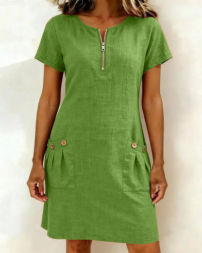 Renira | Vestido recto para mujer con cremallera y bolsillos