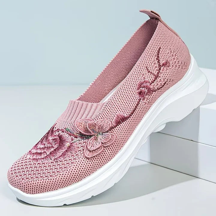 Candela | Zapatillas Slip On de Punto Bordadas Mujer Mariposa