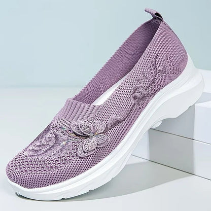 Candela | Zapatillas Slip On de Punto Bordadas Mujer Mariposa