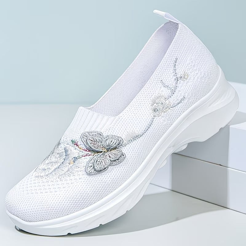 Candela | Zapatillas Slip On de Punto Bordadas Mujer Mariposa