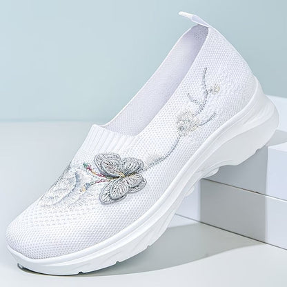 Candela | Zapatillas Slip On de Punto Bordadas Mujer Mariposa