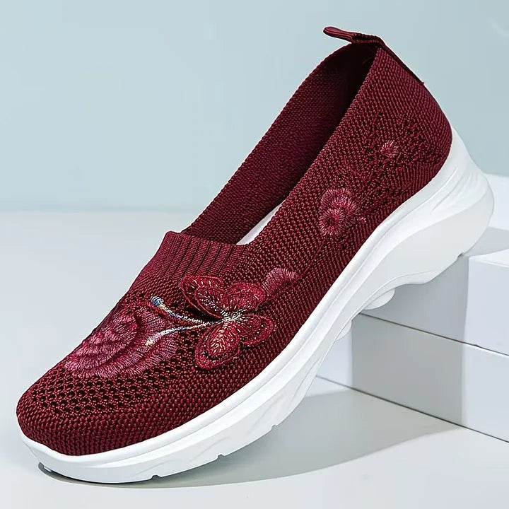 Candela | Zapatillas Slip On de Punto Bordadas Mujer Mariposa