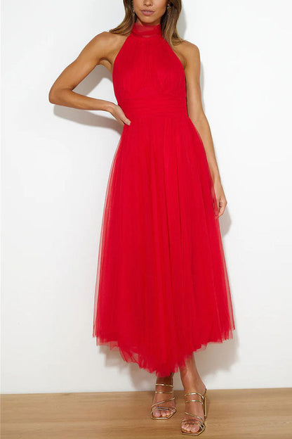 Demetrio | Vestido largo sin mangas con escote halter | Maxi
