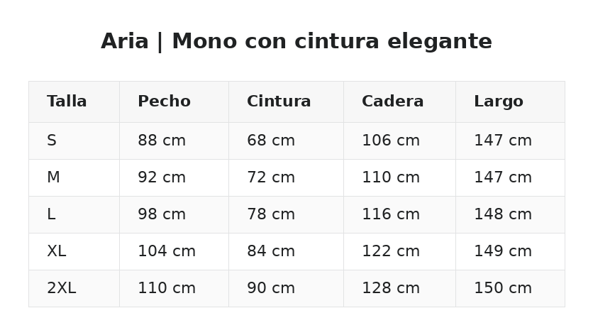 Aria | Mono con cintura elegante — guía de tallas