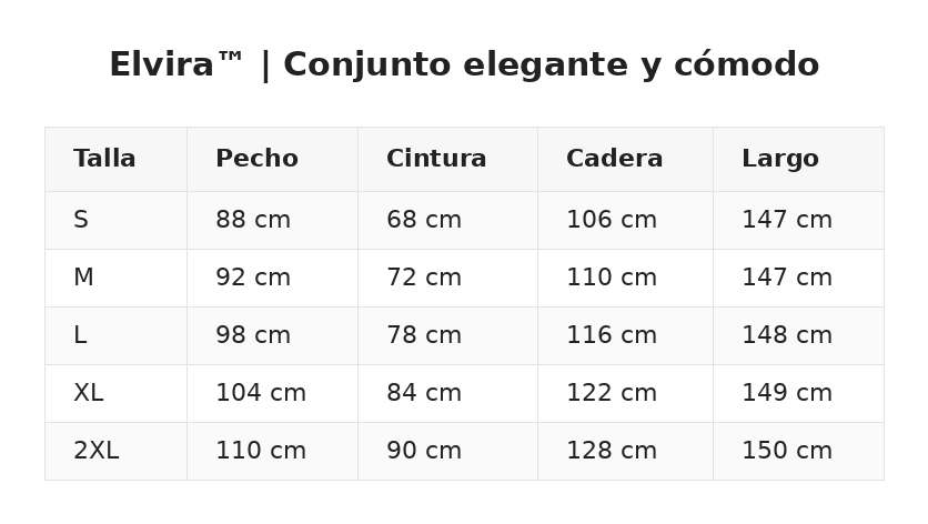 Elvira™ | Conjunto elegante y cómodo — guía de tallas