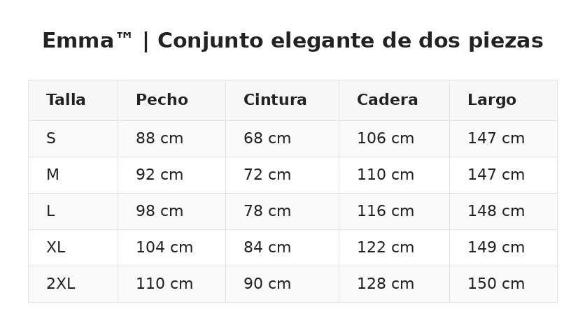 Emma™ | Conjunto elegante de dos piezas — guía de tallas