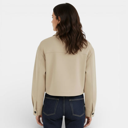 Chaqueta corta de ante sintético para mujer