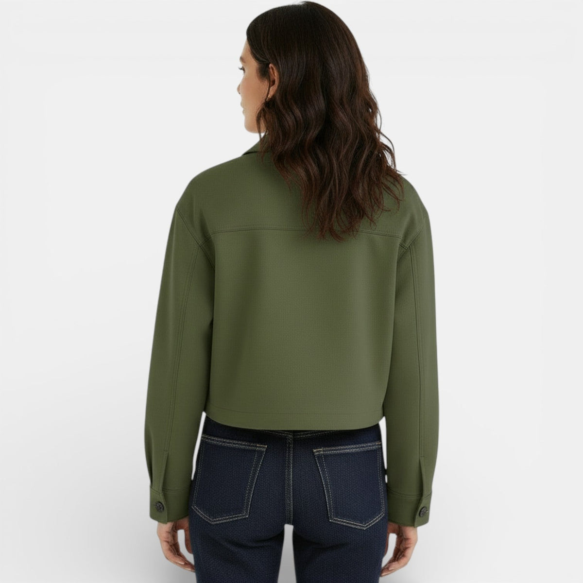 Chaqueta corta de ante sintético para mujer