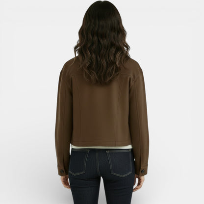Chaqueta corta de ante sintético para mujer