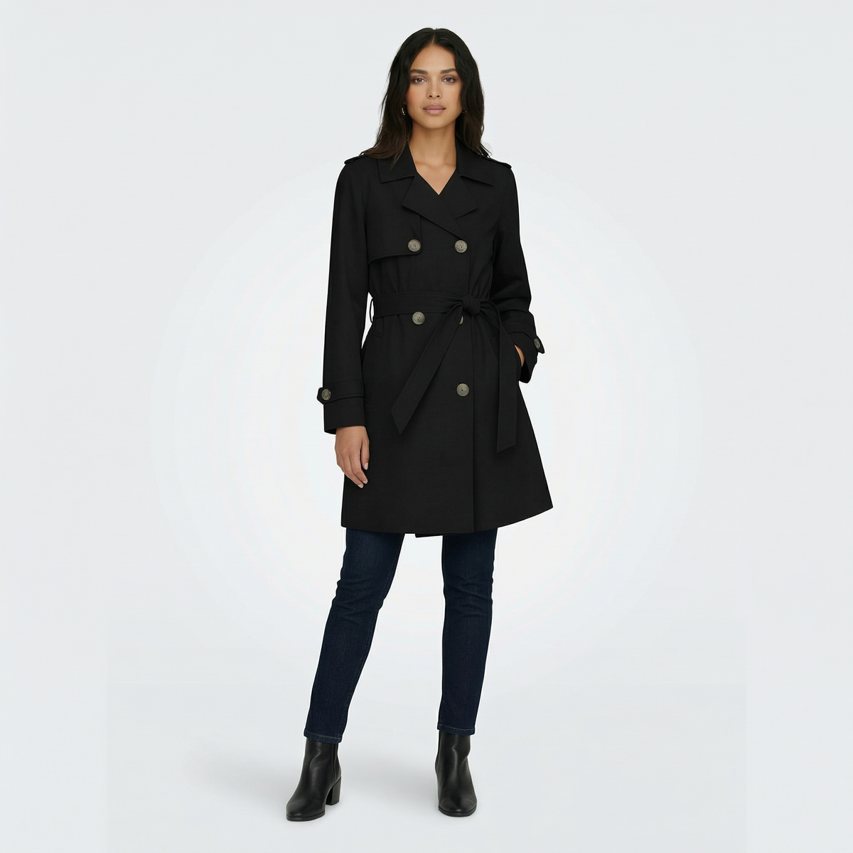 Trench midi para mujer de doble botonadura para media temporada