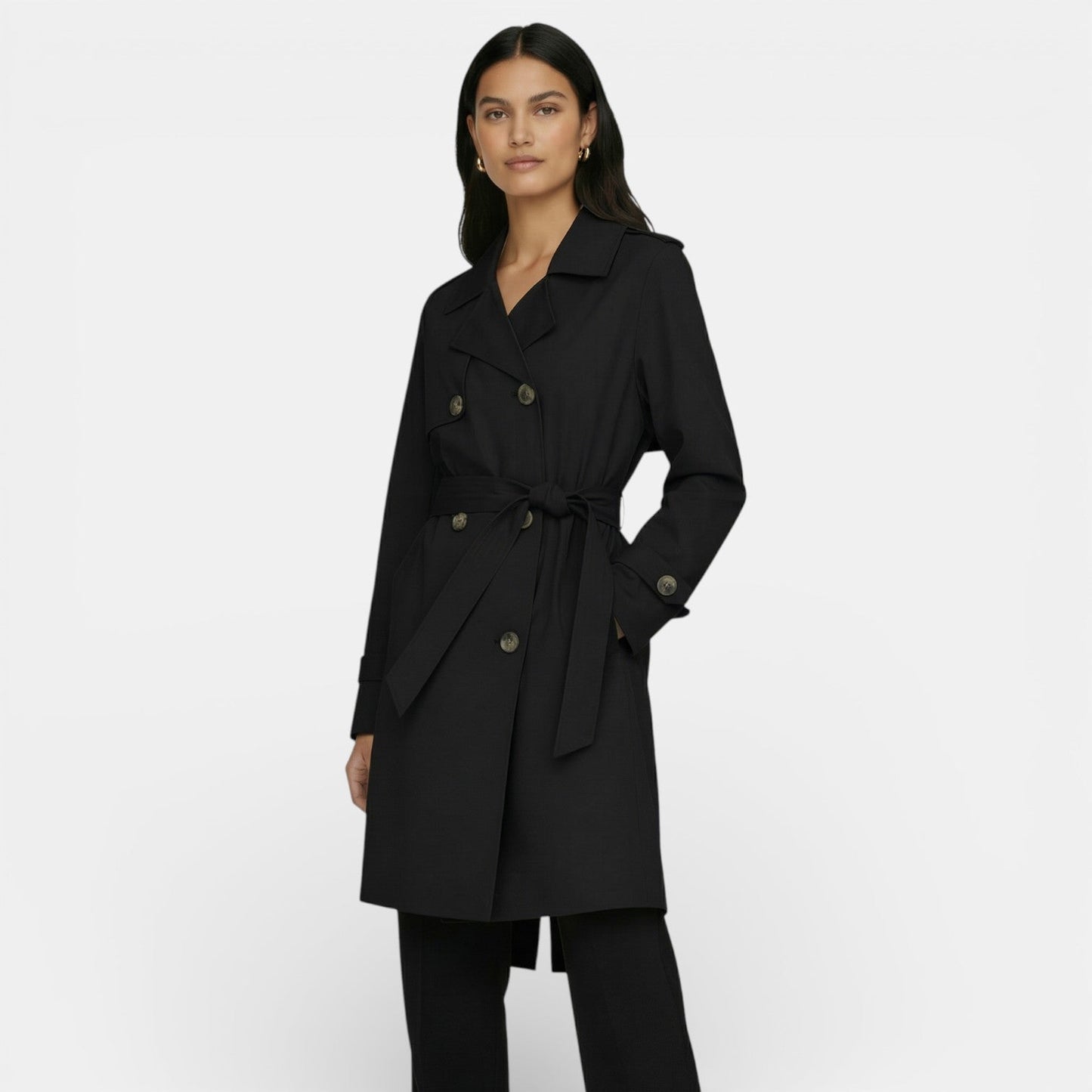 Trench midi para mujer de doble botonadura para media temporada