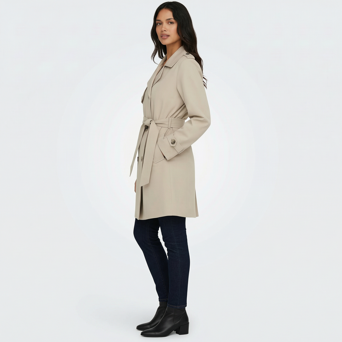 Trench midi para mujer de doble botonadura para media temporada