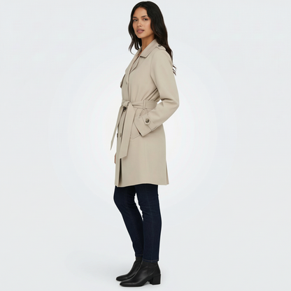 Trench midi para mujer de doble botonadura para media temporada