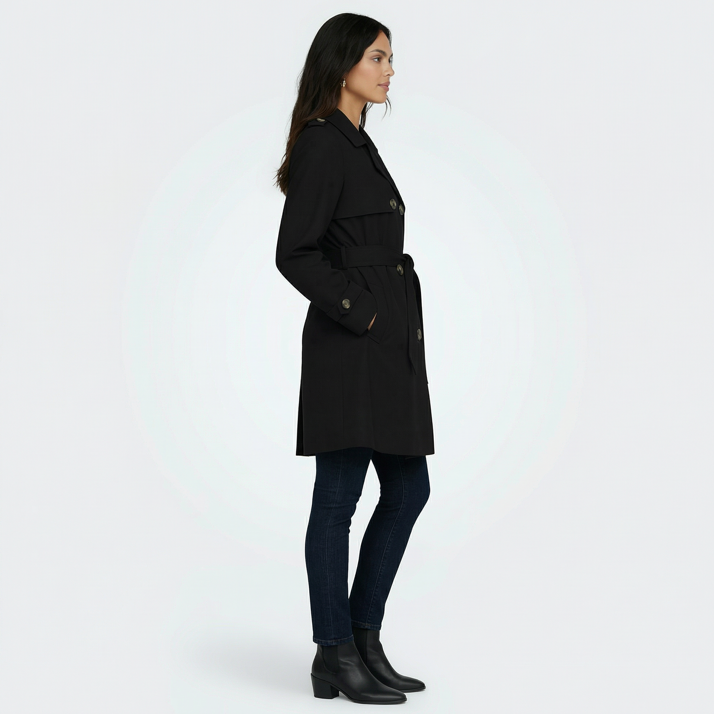 Trench midi para mujer de doble botonadura para media temporada