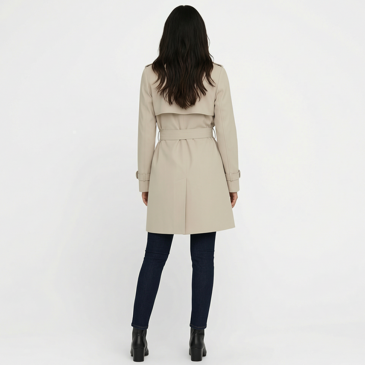 Trench midi para mujer de doble botonadura para media temporada