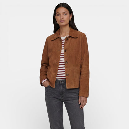 Chaqueta de ante marrón para mujer