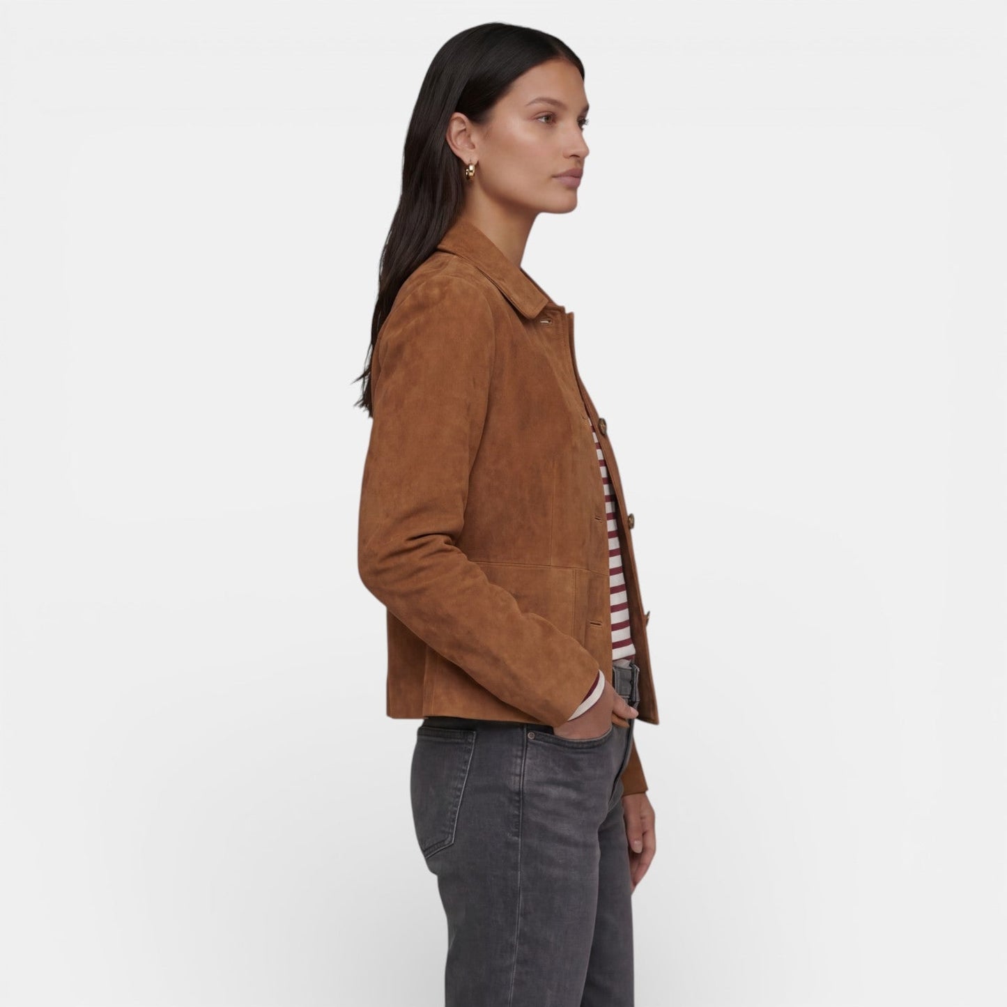 Chaqueta de ante marrón para mujer
