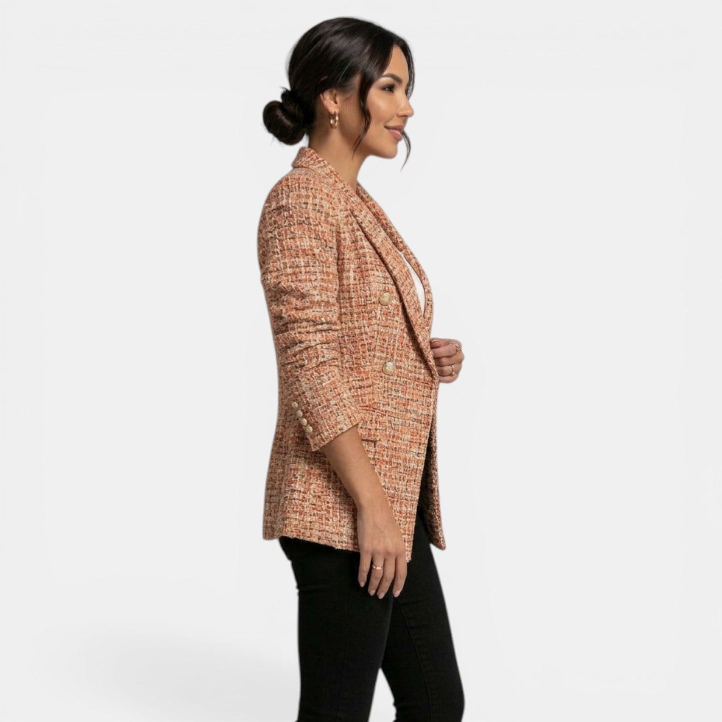 Blazer de mujer estampado con doble botonadura