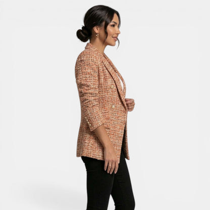 Blazer de mujer estampado con doble botonadura