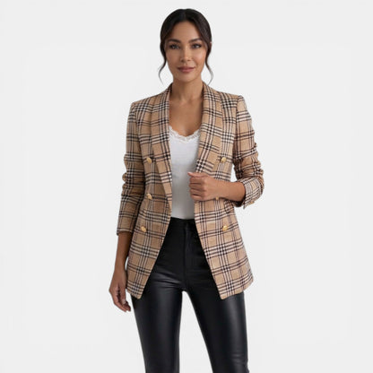Blazer de mujer estampado con doble botonadura