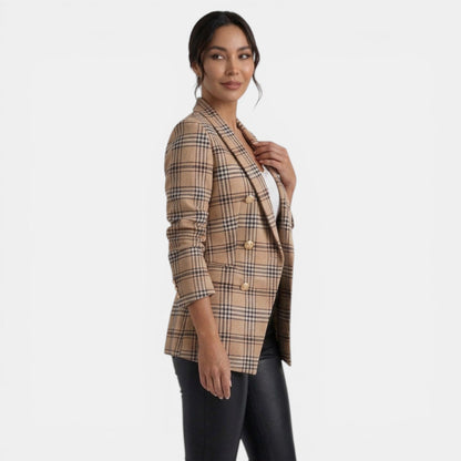 Blazer de mujer estampado con doble botonadura