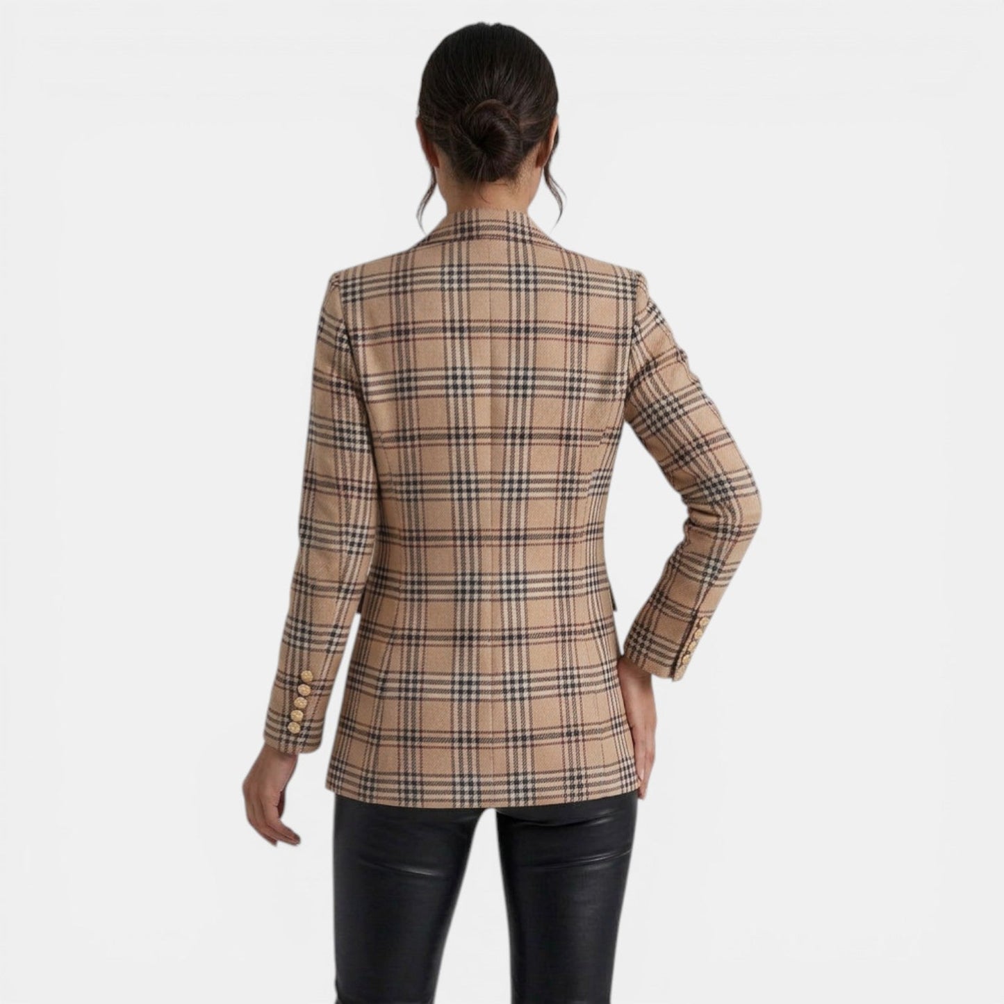 Blazer de mujer estampado con doble botonadura