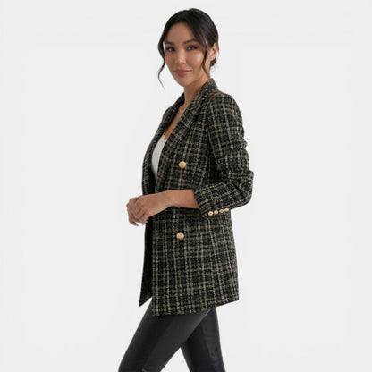Blazer de mujer estampado con doble botonadura