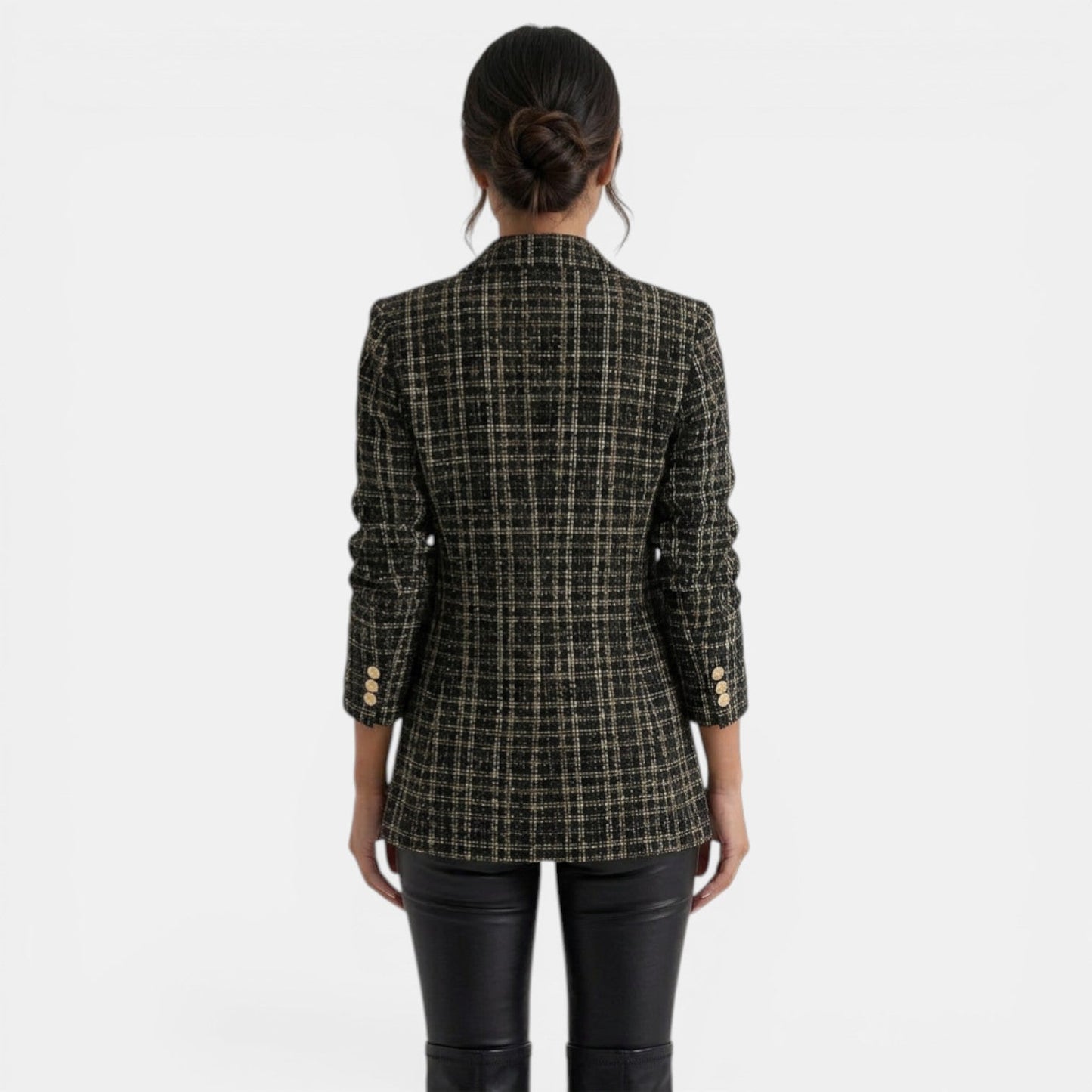 Blazer de mujer estampado con doble botonadura