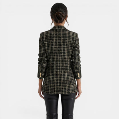 Blazer de mujer estampado con doble botonadura