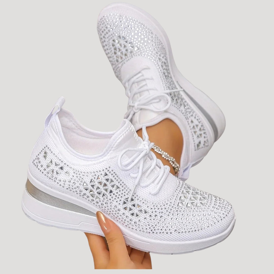 Cristina | Zapatillas Plataforma con Strass Mujer Cordones