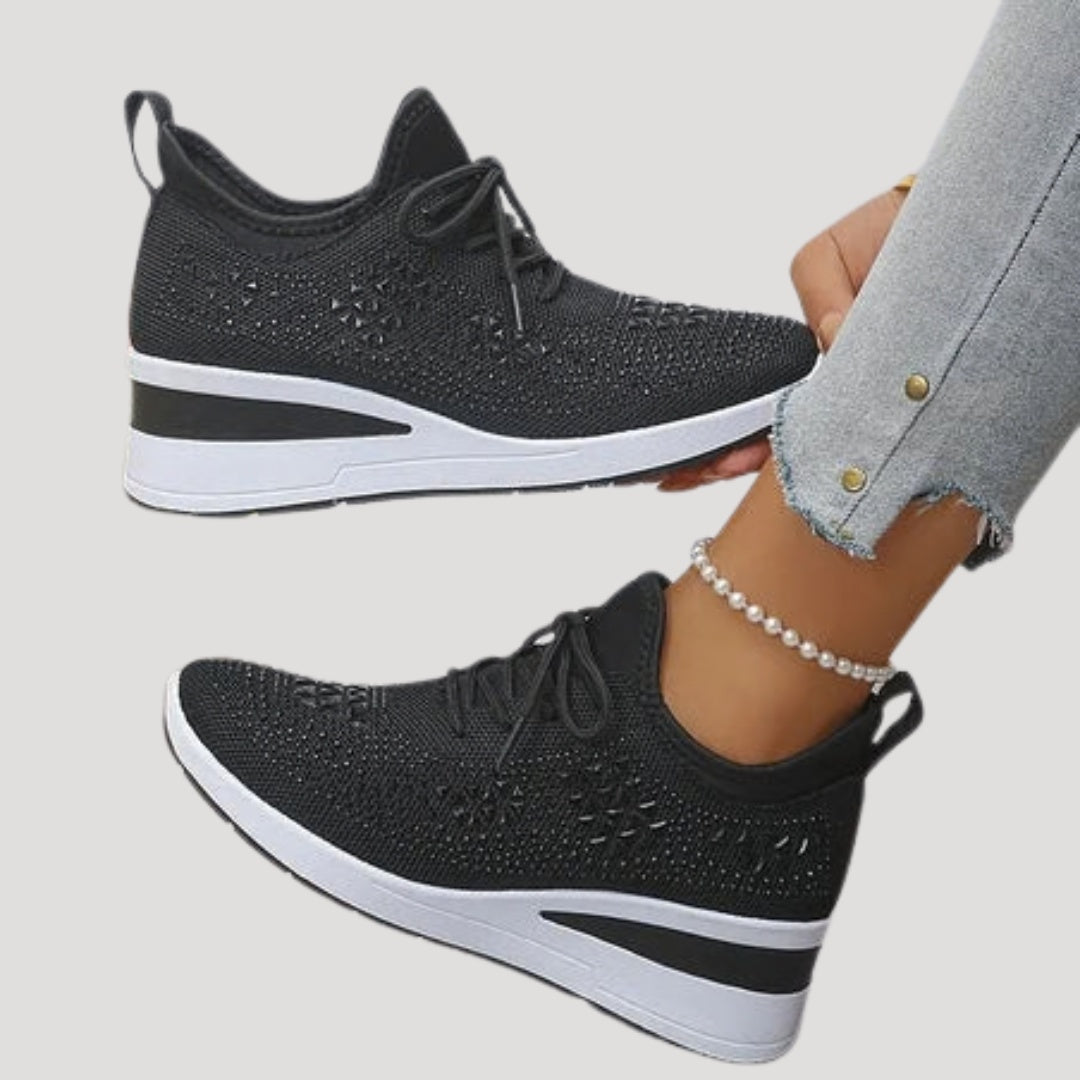 Cristina | Zapatillas Plataforma con Strass Mujer Cordones