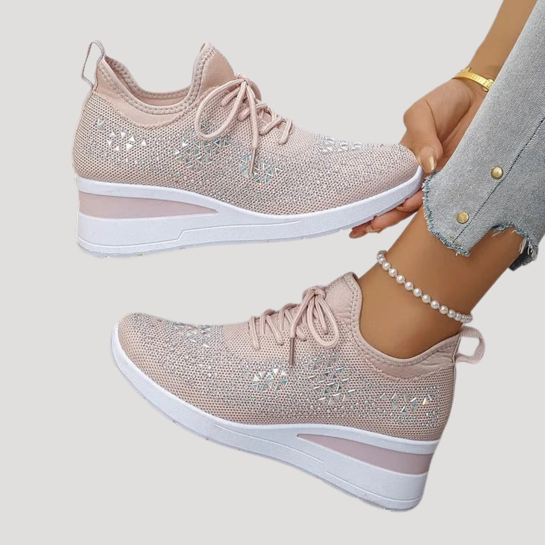 Cristina | Zapatillas Plataforma con Strass Mujer Cordones