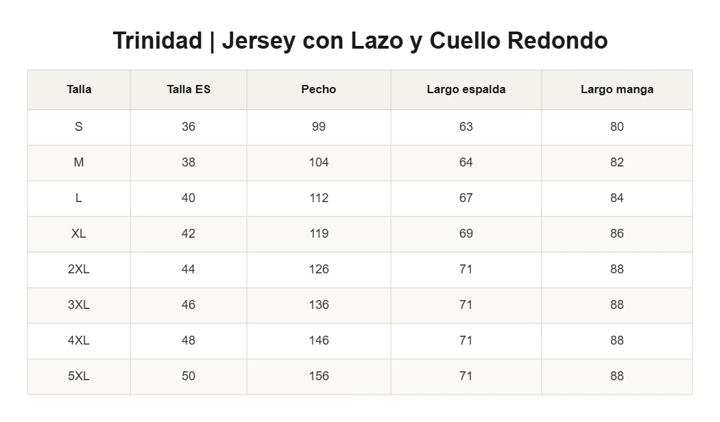 Trinidad | Jersey con Lazo y Cuello Redondo — guía de tallas