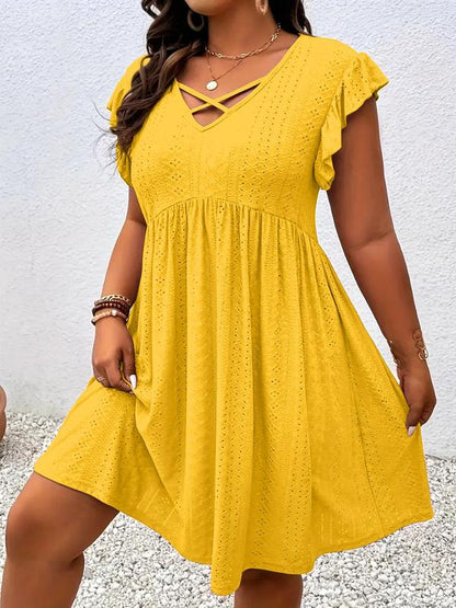 Vestido para mujer con escote cruzado y mangas con volantes