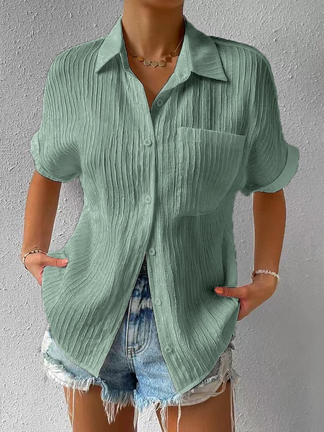 Camisa mujer blanca abotonada casual – ligera y cómoda verano
