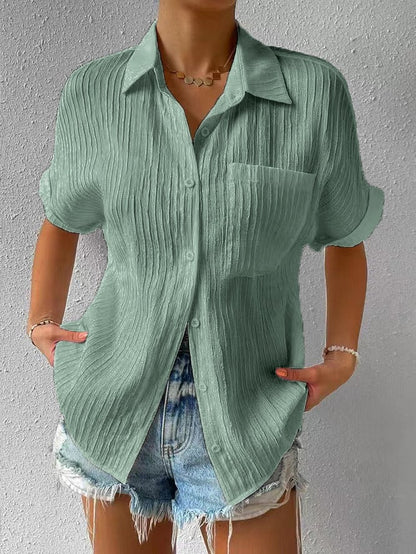 Camisa mujer blanca abotonada casual – ligera y cómoda verano