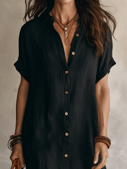 Vestido camisa mujer lino algodón midi botones elegante verano