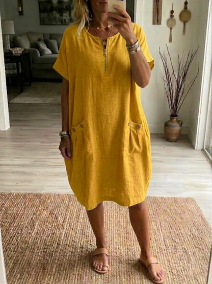 Vestido casual mujer con cremallera – algodón cómodo verano