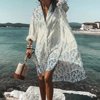 Felicia | Vestido Camisero Estampado de Manga Larga