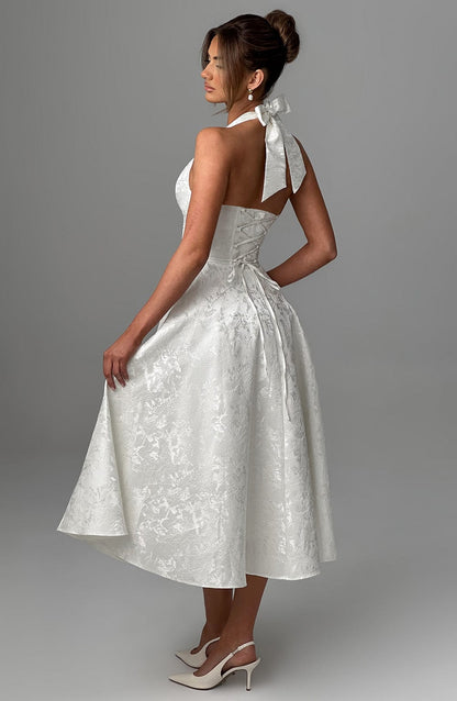 Brinella | Vestido midi estilo halter con escote elegante para mujer