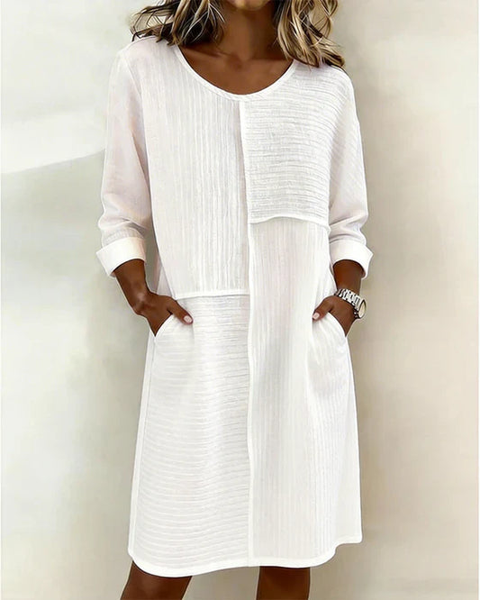 Vestido mujer algodón lino texturizado – vestido cómodo casual verano
