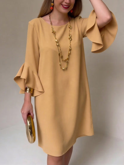 Vestido mujer fluido manga volante – vestido elegante cómodo verano